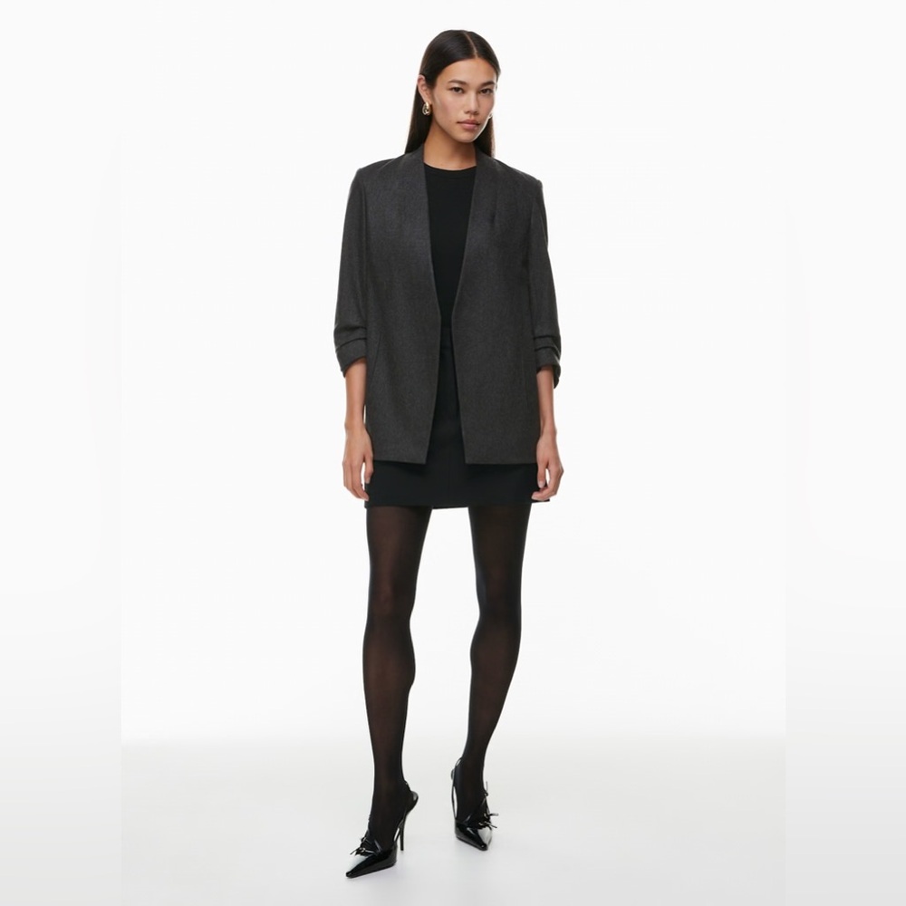 Aritzia Babaton New Power Blazer Wool-Cashmere Open Front Charcoal Grey Size 00 - Picture 2 of 10